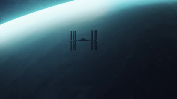 International Space Station ISS Orbiting Over Planet Earth in Outer Space alt