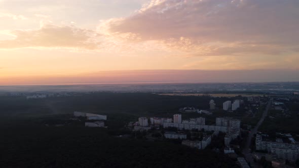 Aerial Kharkiv city morning sunrise sky cityscape