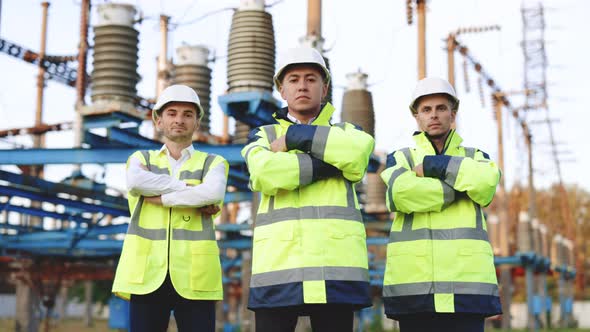 Group Portrait of Multiethnic Industrial Workers Team Consist of Technicians Engineers Mechanic