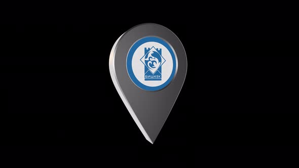 3d Animation Map Navigation Pointer With Flag Of Bishkek (Kyrgyzstan) With Alpha Channel - 4K alt