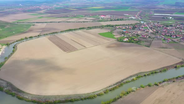 Farmlands aerial footage.