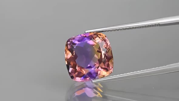 Ametrine Cushion Cut Natural Gemstone Octagon Shape Isolate on White Background alt