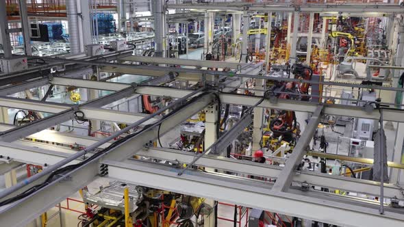 Car Manufacturing Plant Assembly Line Top View