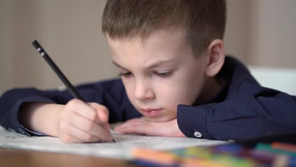 Preschool Kid Drawing at Home