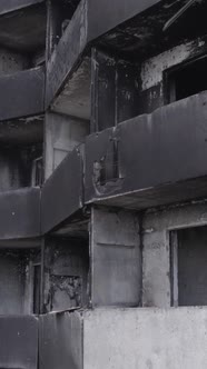 Vertical Video of a House Destroyed By the War in Ukraine alt