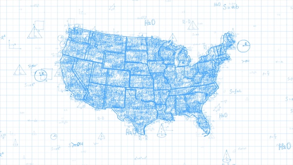 White Abstract Math USA Map 4K