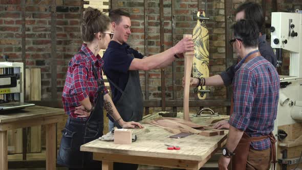 Mature Cabinet Maker Presents his Cabrioli Leg to his Younger Teammates