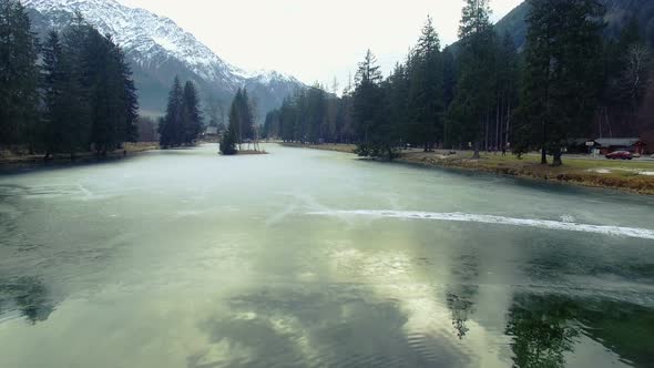 Frozen lake by drone