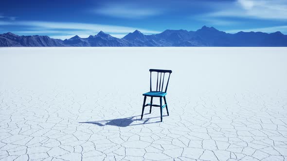 Old Wooden Chair in a Salt Lake alt