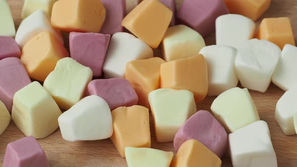 Sweet soft pastel colored marshmallow. Colorful soft candies