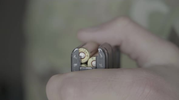 Cartridges Charge. Close-up. Shooting alt