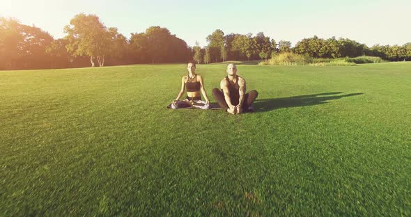 Yoga on Green Grass Outdoor