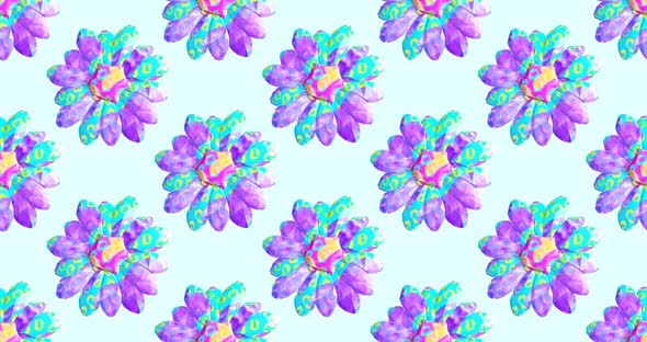 Minimal motion 3d art. Creative flowers seamless animation pattern