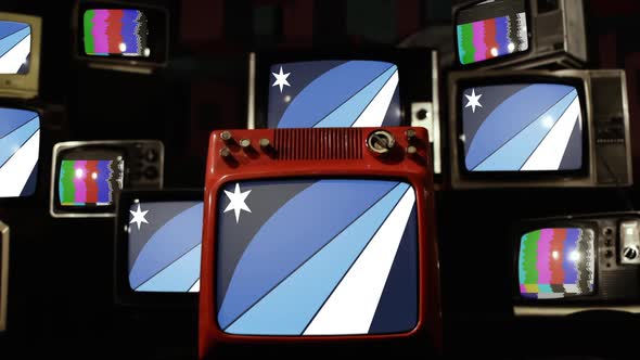 Flag of Columbia, South Carolina, on Retro TVs. alt