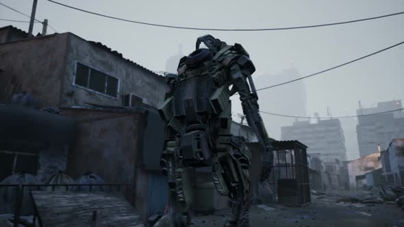 A High-Tech Robot Walks Through The Slums