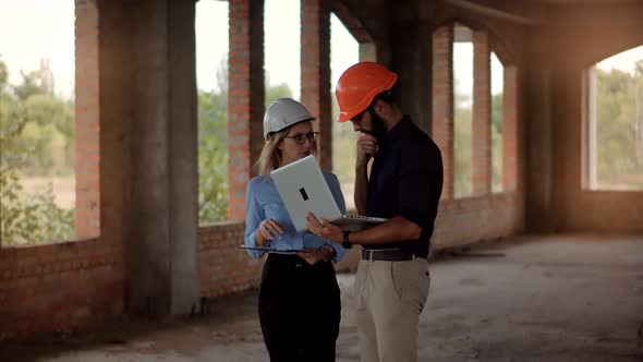 Real Estate Builder Project Architect. Builder Designer On Construction Site. Engineer Developer. alt