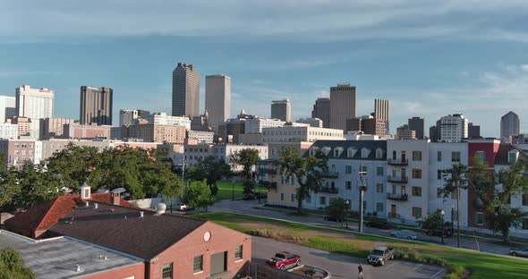 Establishing Crane shot of New Orleans cityscape alt