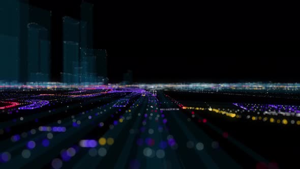 Abstract Hologram 3D City