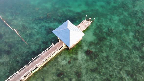 Clear Ocean Water Pier Drone Footage