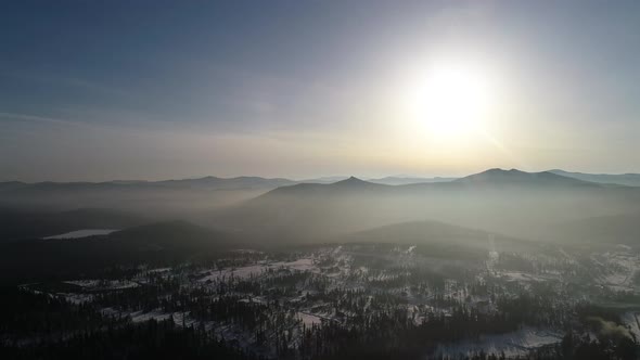 Aerial View Of The Winter Mountain Landscape