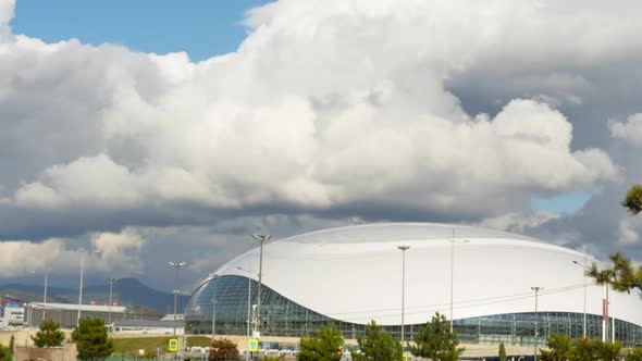 Thick Rainclouds Swirling Over Ice Dome Sochi alt
