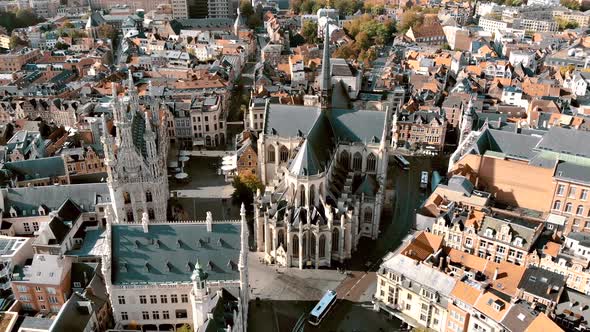 Saint Peter's Church, Leuven, Belgium. Aerial scenic cityscape view alt