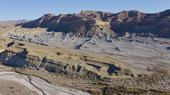 Aerial shot of the amazing rock formations in southern Utah. alt