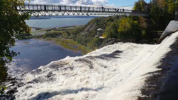 Showing Bridge Above The Montmorency Waterfalls In Quebec City alt