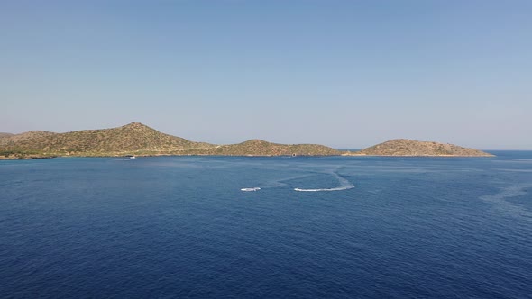 Aerial View of Boats in the Mediterranean Sea, Crete, Greece