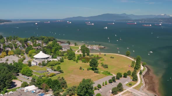Aerial View Of Museum of Vancouver In Vanier Park, Vancouver, British Columbia, Canada - Barge and B alt