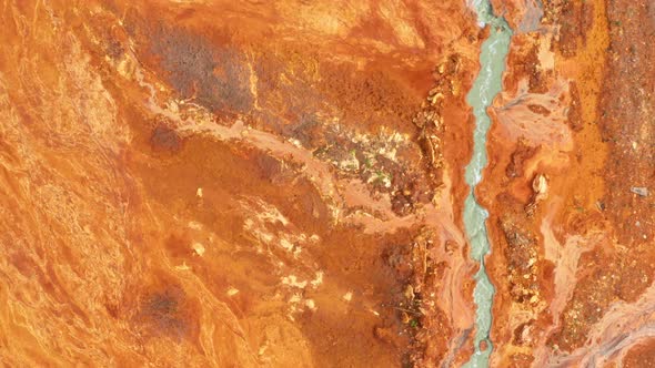 Acid Rivers Pollute the Environment. Aerial View, Stock Footage | VideoHive