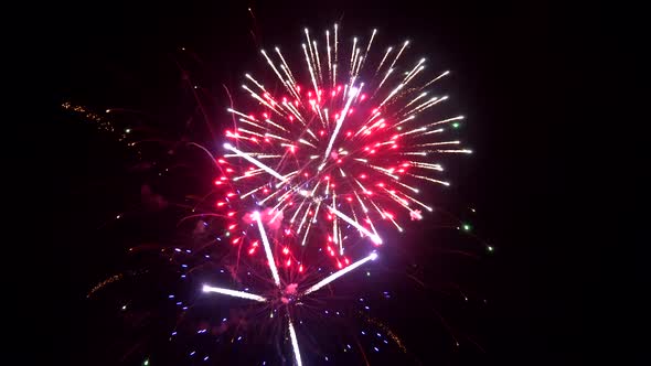 Beautiful Colorful Holiday Fireworks in the Evening Sky with Show Independence Day 4Th July alt