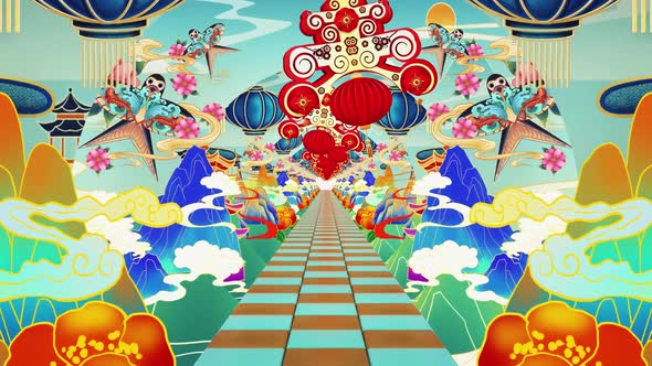 Chinese Beijing Opera Cartoon Stage Background