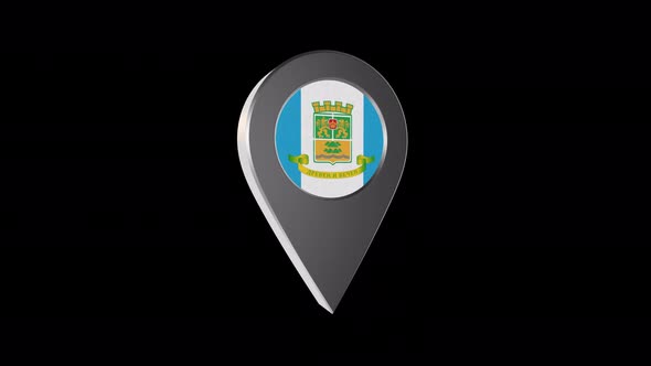 3d Animation Map Navigation Pointer With Flag Of Plovdiv ( Bulgaria) With Alpha Channel  - 4K alt