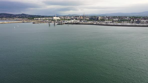 Aerial View of Sailing Boats, Ships and Yachts in Dun Laoghaire Marina Harbour, Ireland