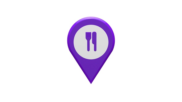 3D Food & Restaurant Map Location Pin Purple V6 alt
