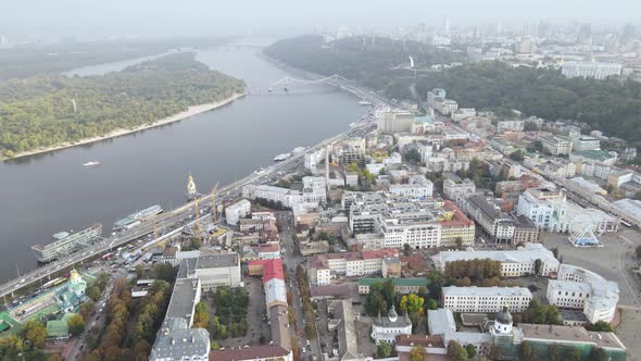 Cityscape of Kyiv, Ukraine. Aerial View, Slow Motion alt