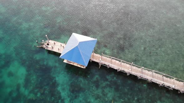 Clear Ocean Water Pier Drone Footage