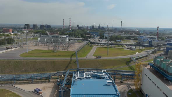 Industrial Zone. Pollution of The Environment: A Pipe with Smoke.