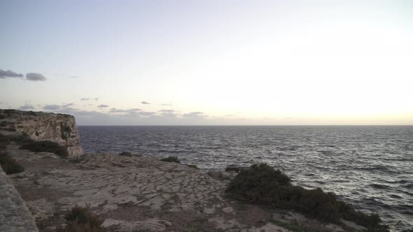 Panoramic View of Mediterranean Sea and Canyon in Malta Coastline During Winter