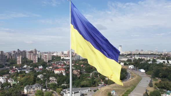 Kyiv - National Flag of Ukraine By Day. Aerial View. Kiev alt