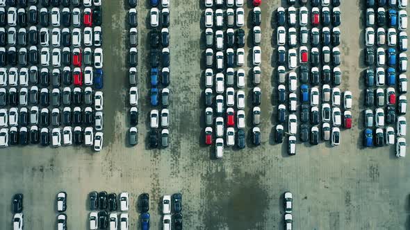New Cars in Car Factory Parking Lot alt