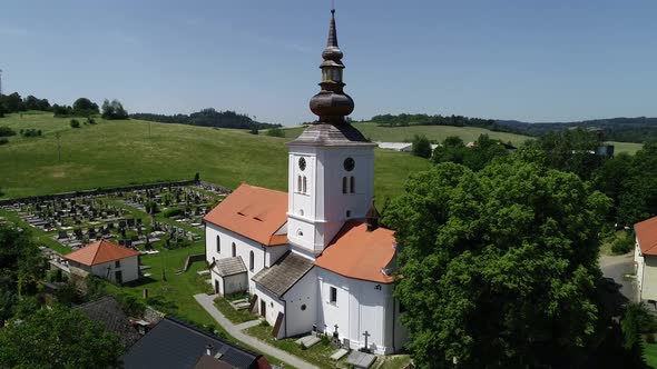 Beautiful Aerial View of a Czech Church 