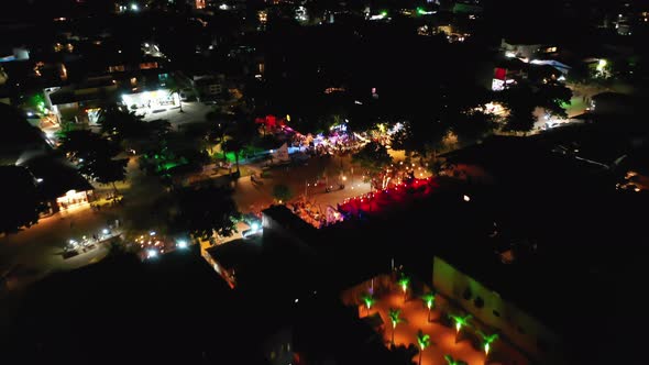 Night landscape of historic center of Jericoacoara Brazil. Night life scenery alt