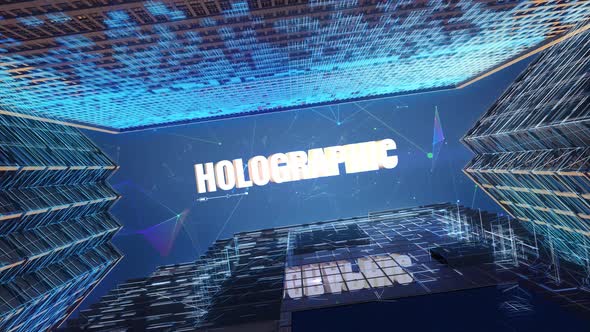 Digital Skyscrapers Business Word   Holographic