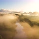 Sunrise Fog Jungle River Mountain Aerial Drone Shot - VideoHive Item for Sale