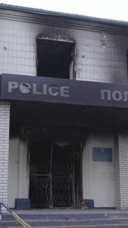 Vertical Video of a War Destroyed Police Station in Ukraine alt