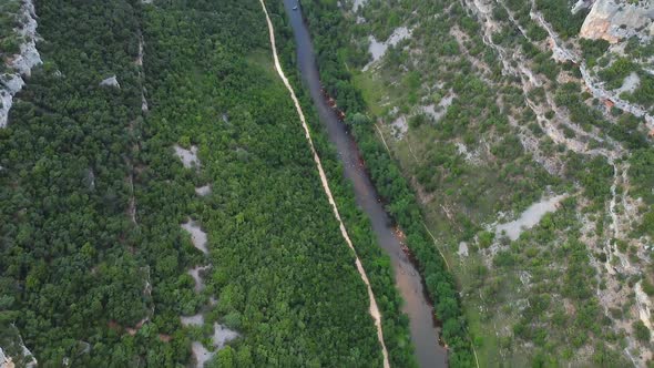 Aerial View of Ebro River Canyon in Burgos, Spain. alt