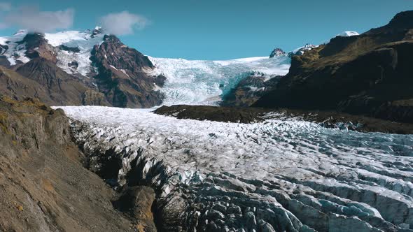 Aerial shot of a Melting glacier. environmental damage concept. 4K alt