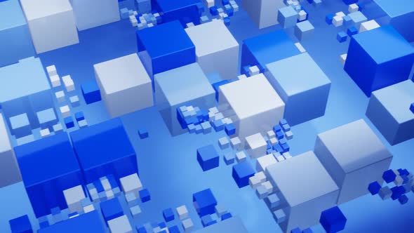 Blues and White Cubes Seamless  Animation Loop alt